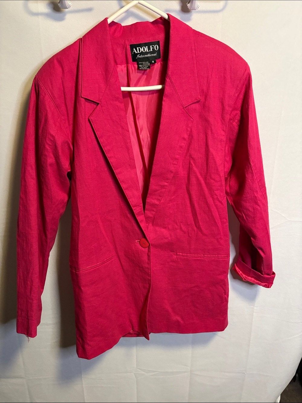 Adolfo Vibrant Pink Single-Button Blazer